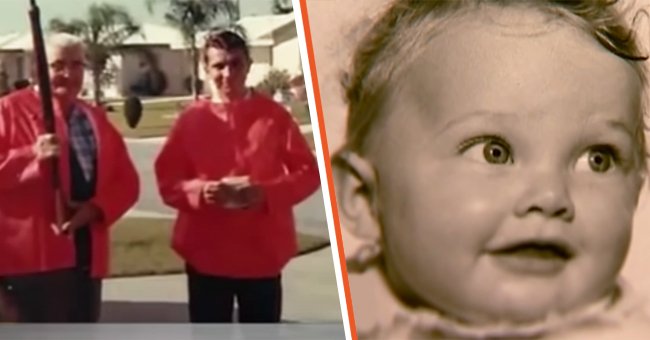 [Left]  A teenage Dave Hickman with his grandfather; [Right] To baby Roseann Wayne.  │Source: youtube.com/CBS Mornings