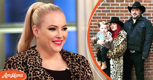 [Left]  Picture of Meghan McCain on "The View" on October 23, 2019; [Right] Picture of Meghan McCain and her husband, Ben Domenech with their daughter, Liberty |  Source: Getty Images ||  instagram.com/meghanmccain