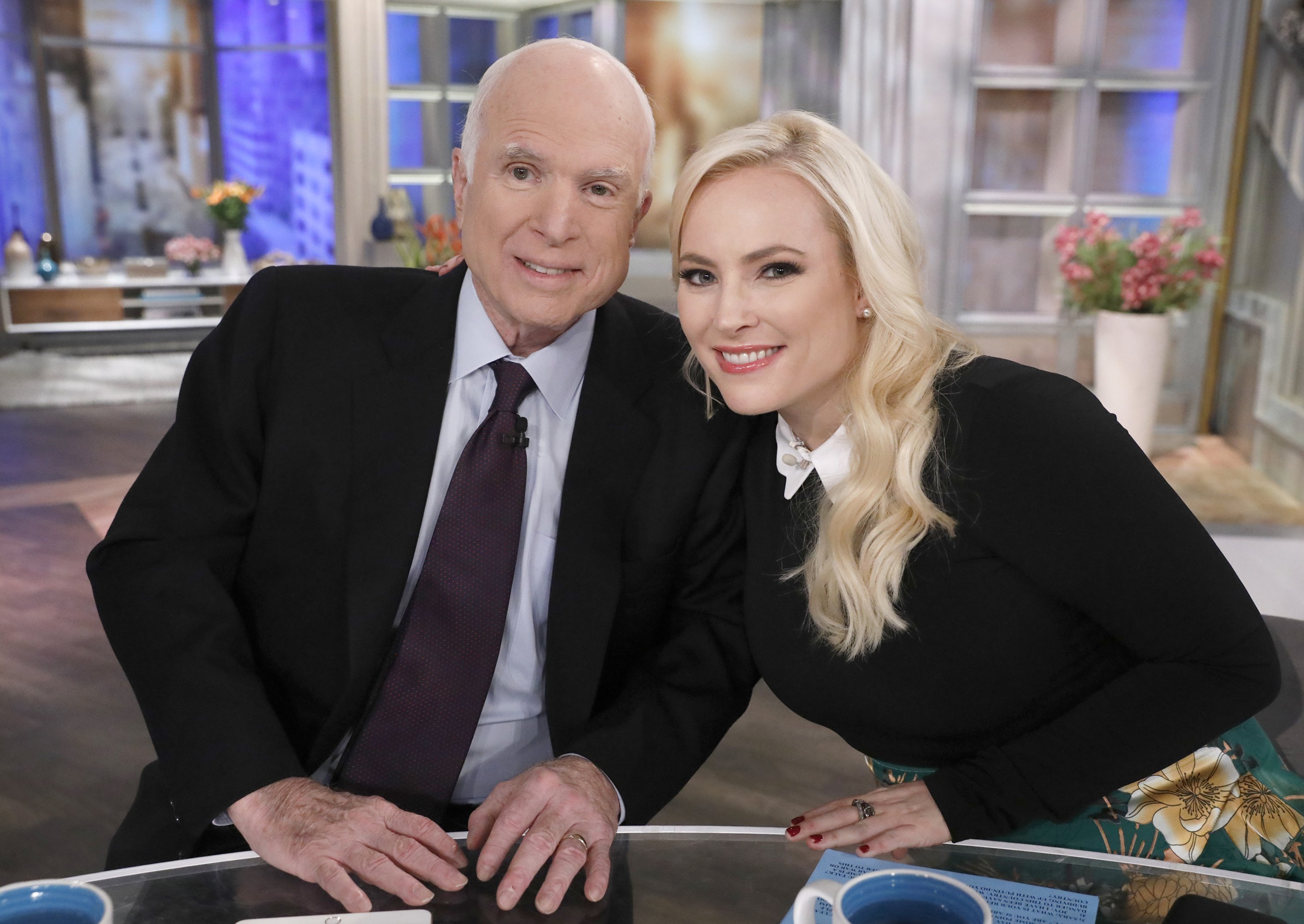 Senator John McCain, Meghan McCain on 'The View', a visit for Meghan McCain's birthday, Monday, October 23, 2017 |  Source: Getty Images  