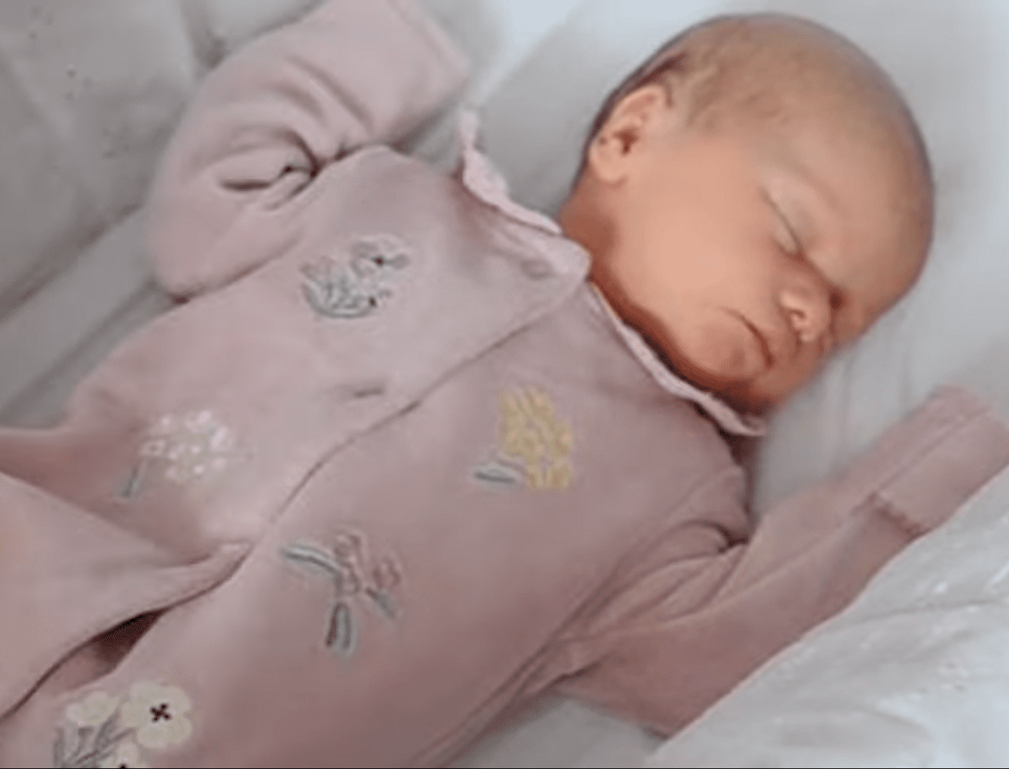 Baby Baylee-Rae sleeping.  |  Source: youtube.com/WalesOnline