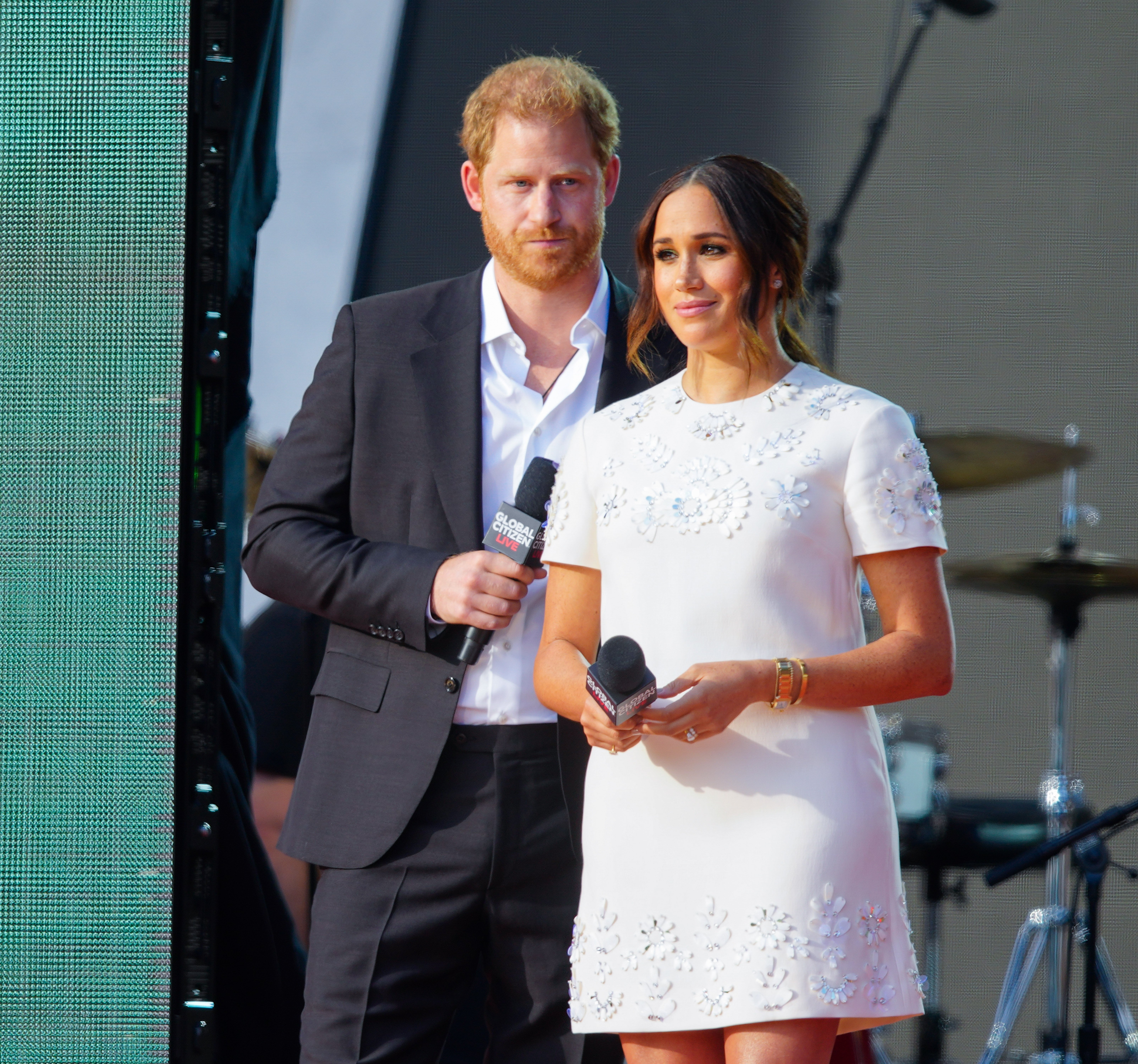 Prince Harry and Meghan Markle speak on stage at Global Citizen Live: New York on September 25, 2021 in New York City |  Source: Getty Images