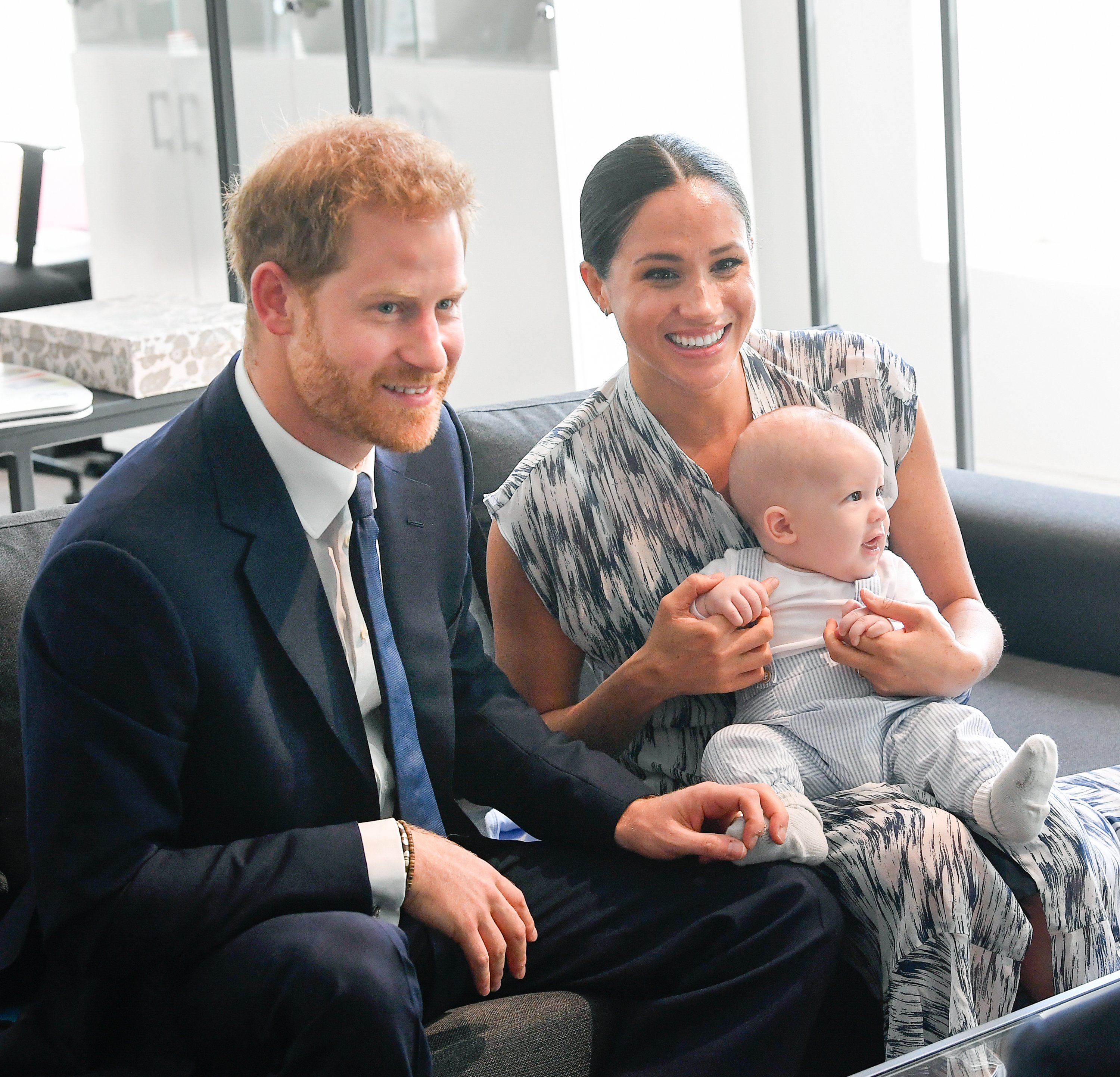 Prince Harry pictured with his wife Meghan Markle and their young son Archie Mountbatten-Windsor during their royal tour of South Africa on September 25, 2019 in Cape Town, South Africa ┃Source: Getty Images