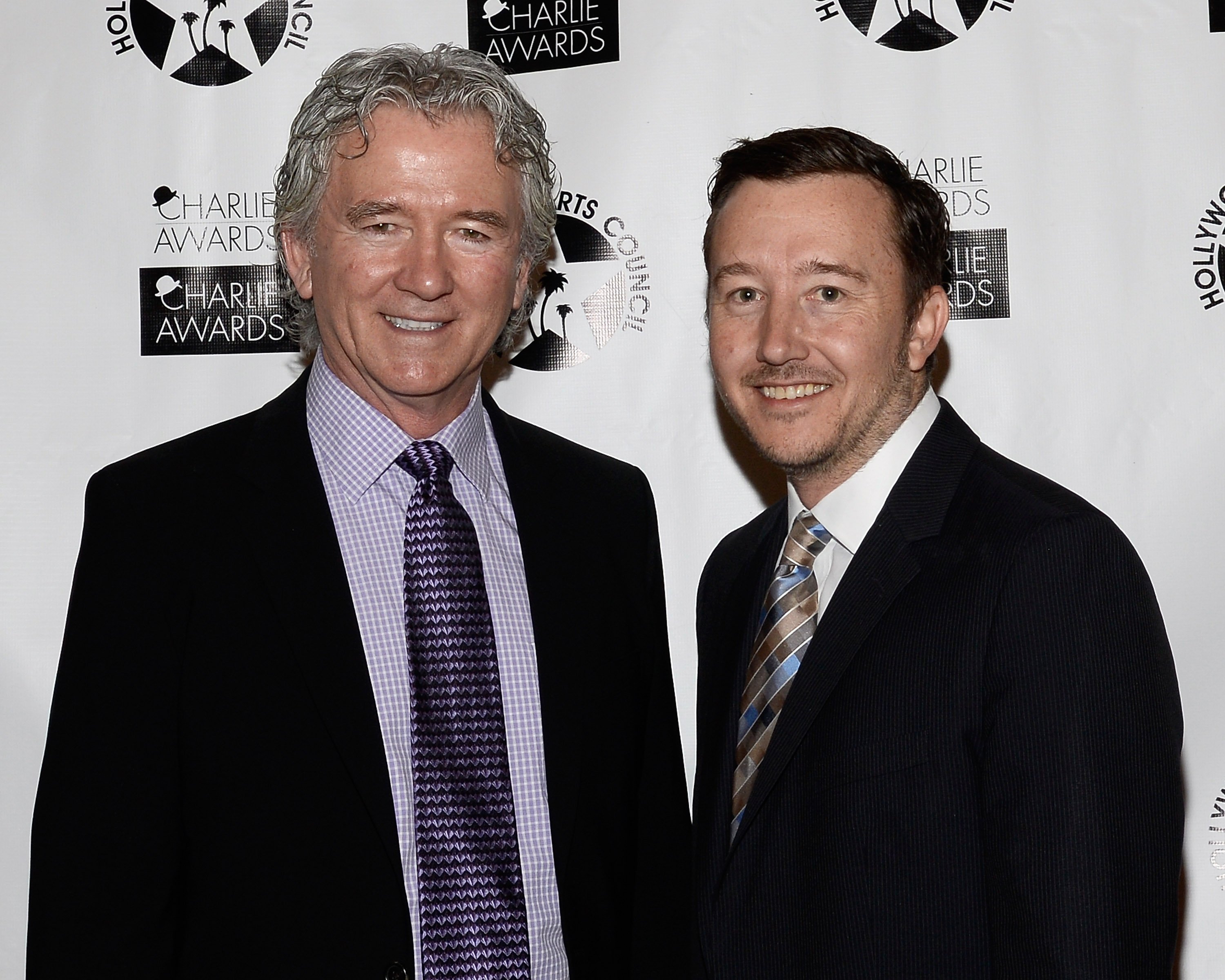 Patrick Duffy and Padraic Duffy pose during their attendance at the Hollywood Arts Council's 29th Annual Charlie Awards Luncheon at the Hollywood Roosevelt Hotel on May 1, 2015, in Hollywood, California.  |  Source: Getty Images