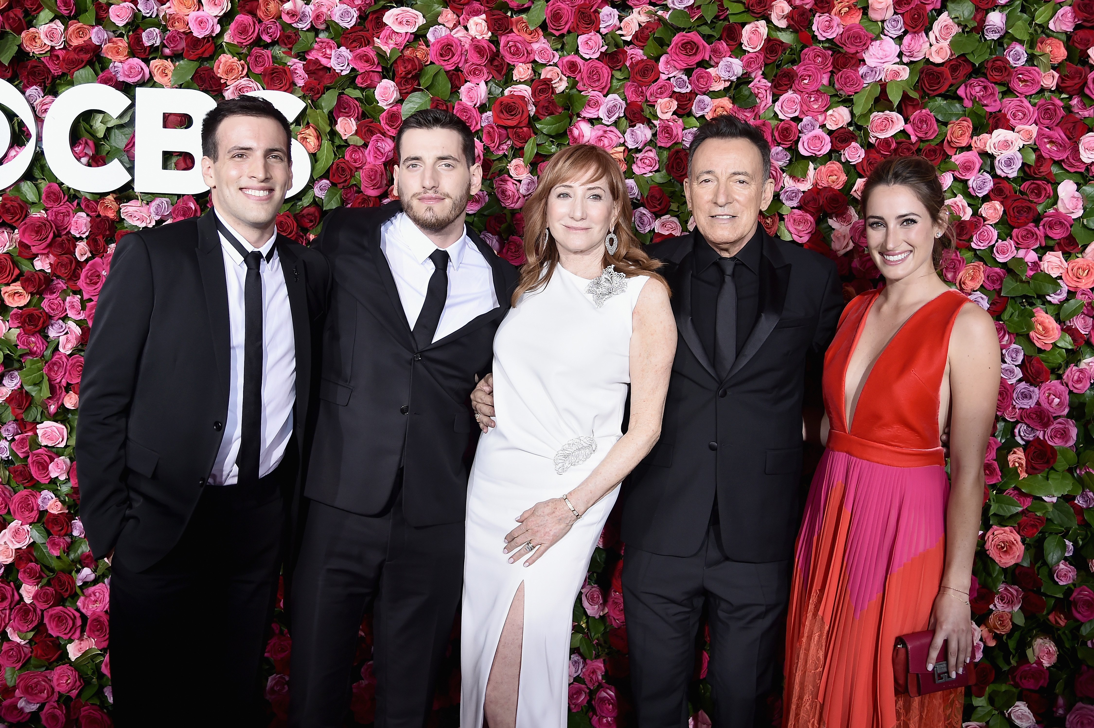 Sam Springsteen, Evan Springsteen, Patti Scialfa, Bruce Springsteen and Jessica Rae Springsteen at the 72nd Annual Tony Awards on June 10, 2018 in New York City.  |  Source: Getty Images